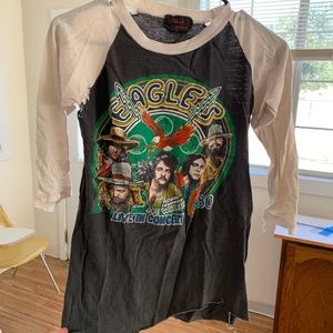 *SOLD* Amazing vintage rare thrashed Eagles 1980s band baseball t-shirt